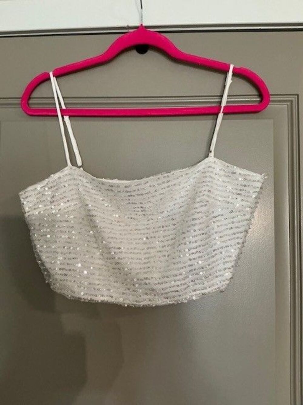 Lina Stunning White Holiday/Party/Bridal Women's Bejeweled Crop/Bustier top Sz L